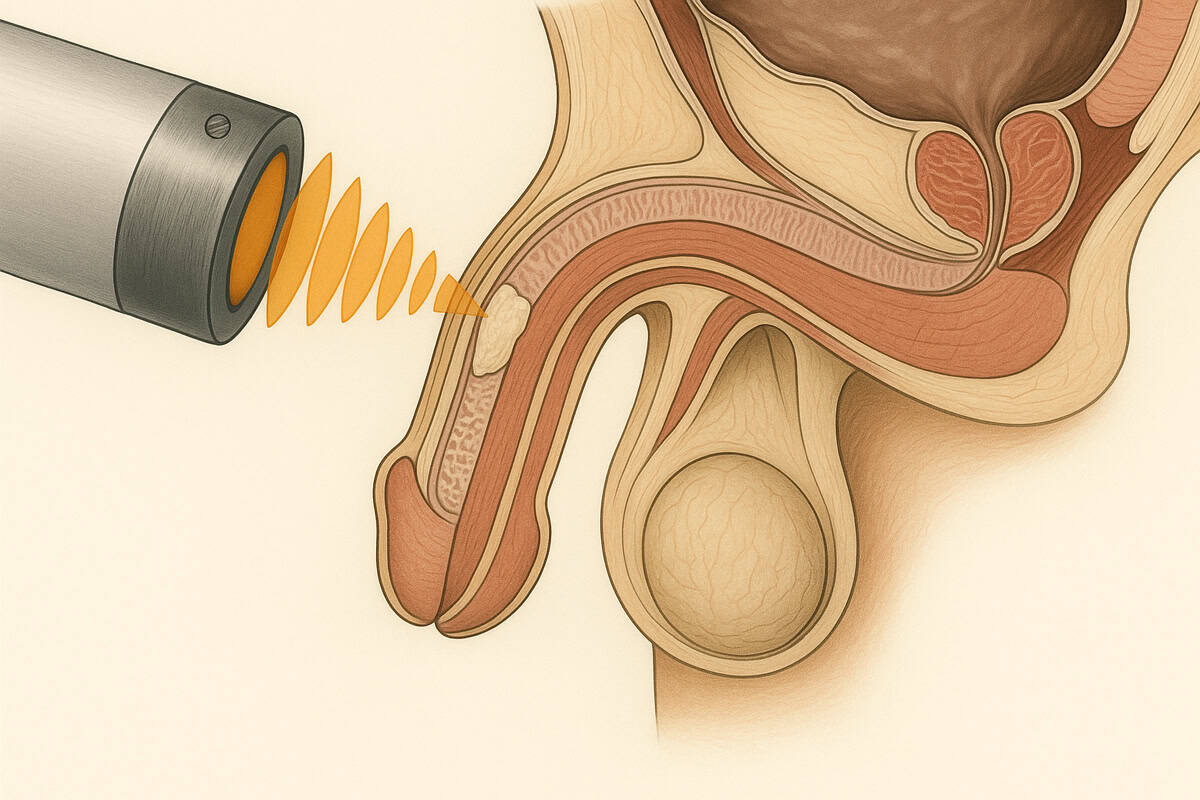 Técnica de terapia a laser para tratamento de problemas na saúde masculina.